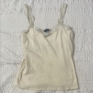 Elegant Lace Trim Ivory Top